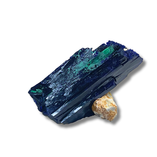 Azurite with Malachite Crystal - Very Rare - Kerrouchen, Morocco