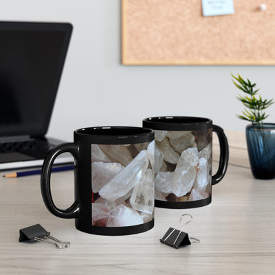 Quartz Crystals on Ceramic Mug Tea Cup for Crystal Collectors, Rockhounds, Gem & Mineral Lovers, Crystal Healing Lovers, Metaphysical Gift 11 oz