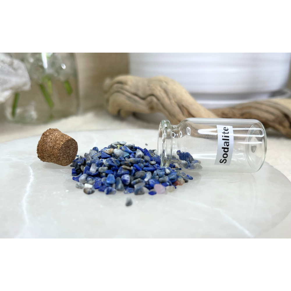 Assorted Bottles with Tumbled Gemstone Chips