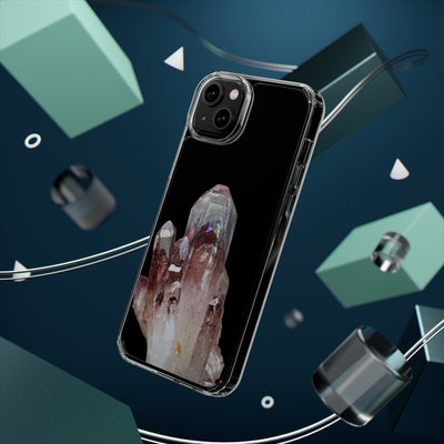 Crystal Clear Phone Case with Red Phantom Quartz w/ Rainbows | IPhone & Android| Crystal Lovers Gift