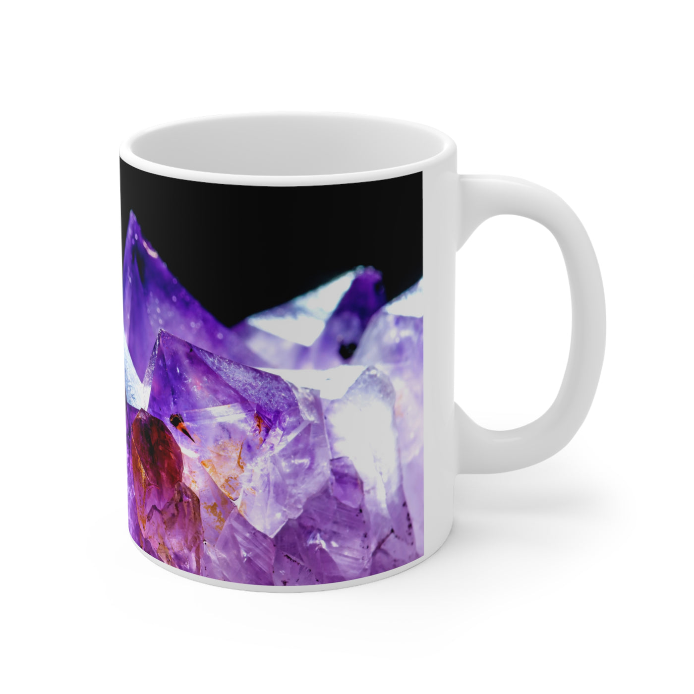 Boho Amethyst Stone Ceramic Mug - Crystals - Gemstones - Southwest Style Tea Cup, Perfect Gift for Crystal Lovers and Rockhounds 11 oz