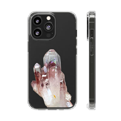 Crystal Clear Phone Case with Red Phantom Quartz w/ Rainbows | IPhone & Android| Crystal Lovers Gift