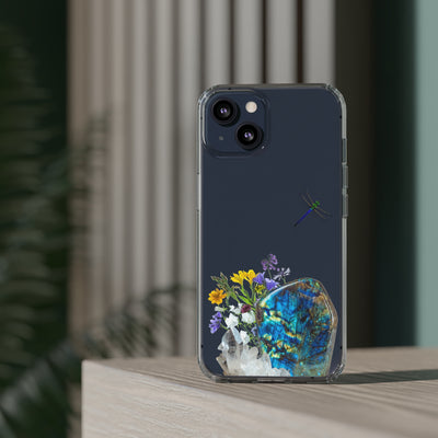 Crystal Clear Phone Case with Plants, Flowers, Crystals, Labradorite, Quartz | Durable, Slim, and Protective | IPhone-Android